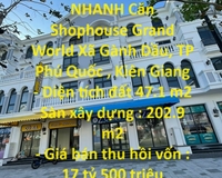 CHÍNH CHỦ CẦN BÁN NHANH Căn Shophouse Grand World TP Phú Quốc – Kiên Giang