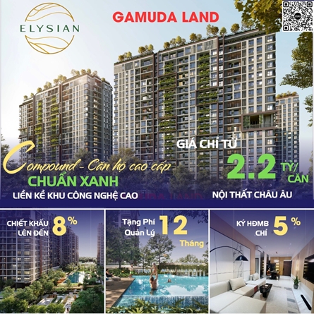 HOT! GAMUDA LAND chính thức mở bán tầng đẹp block D dự án Elysian Q.9, chỉ 50tr sở hữu ngay