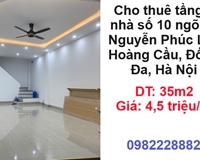 Cho thuê tầng 1 nhà số 10 ngõ 44 Nguyễn Phúc Lai, Hoàng Cầu, Đống Đa (Ngõ vào trường Hoàng Cầu) 