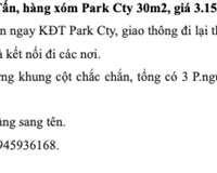 Bán nhà Lê Trọng Tấn, hàng xóm Park Cty 30m2, giá 3.15 tỷ