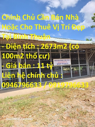 Chính Chủ Cần Bán Nhà huyện Hàm Thuận Nam, tỉnh Bình Thuận.