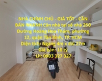 NHÀ CHÍNH CHỦ - GIÁ TỐT - CẦN BÁN NHANH Căn nhà tại quận Tân Bình, TPHCM