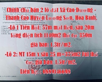 Chính chủ bán 2 lô đất Xã Cao Dương - Thanh Cao Huyện Lương Sơn, Hòa Bình.