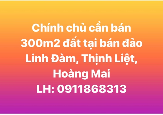 Chính chủ cần bán 300m2 đất tại bán đảo Linh Đàm, Thịnh Liệt, Hoàng Mai, Hà Nội