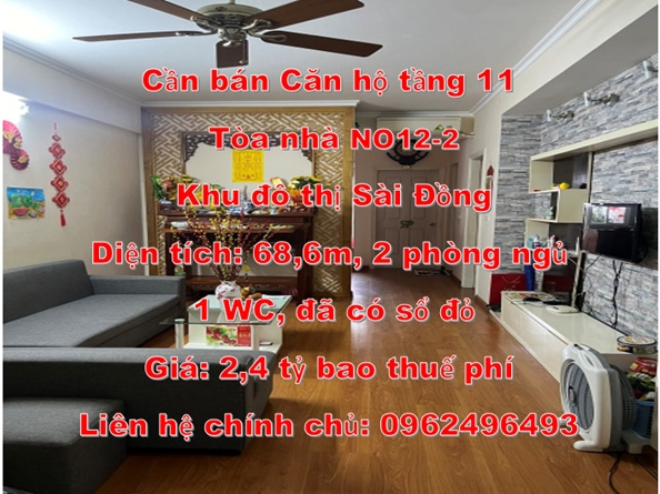 Chính chủ Cần bán Căn hộ tầng 11, Tòa nhà NO12-2, Khu đô thị Sài Đồng