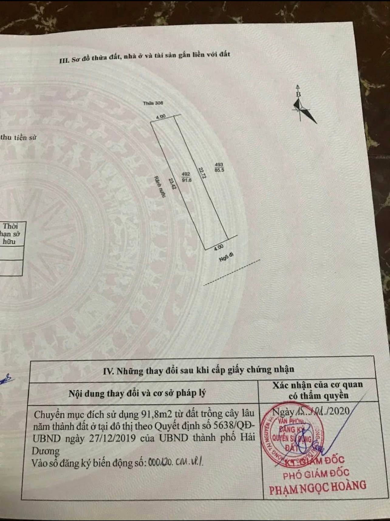 Bán đất mặt ngõ 381 Ngô Quyền, ph Tân Bình, TP Hải Dương, 91.8m2, mt 4m, đường oto thông, 2.x tỷ