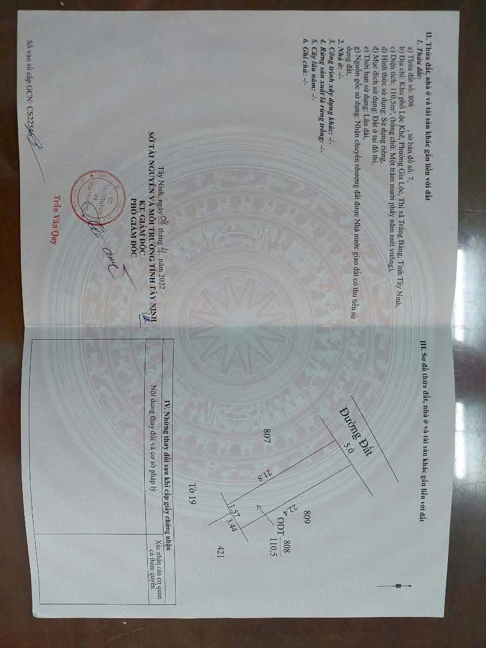 ĐẤT ĐẸP – GIÁ TỐT- CHÍNH CHỦ CẦN BÁN ĐẤT Tại Khu Phố Lộc Khê, Phường Gia Lộc, Thị Xã Trảng Bàng, Tỉnh Tây Ninh
