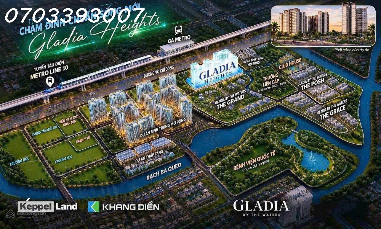 Gladia Heights - bán căn 1PN - 2PN - 3PN - 4PN - giá chỉ 83 triệu/m2 - CĐT Singapore Keppel - Khang Điền