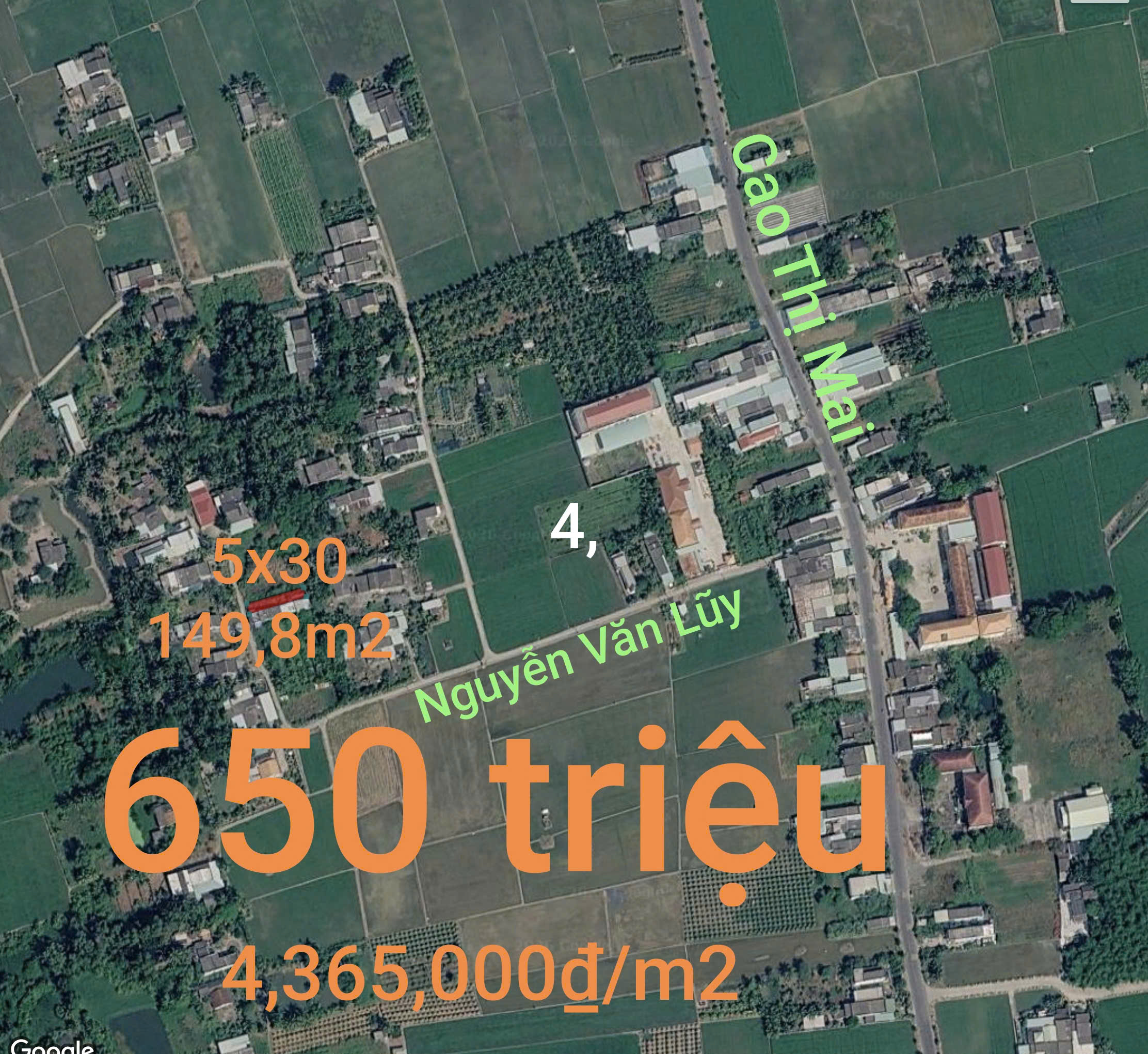 Bán lô đất thổ gần khu công nghiệp Bình Trinh Đông giá 650 triệu
