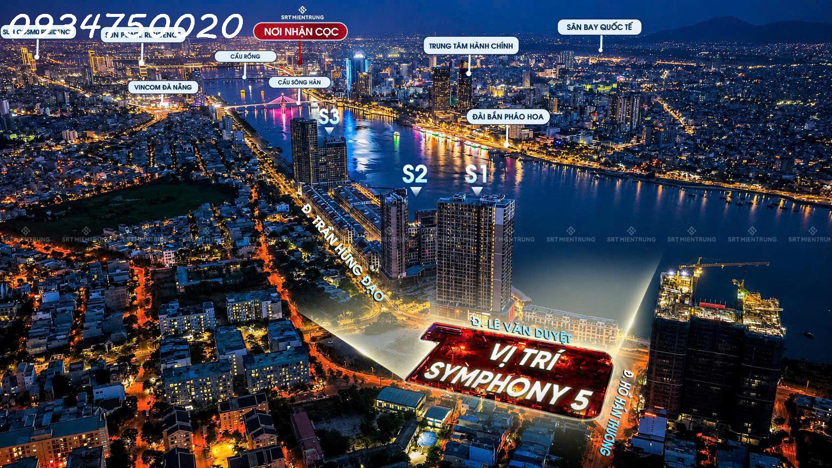 Bán căn hộ Symphony 5 tầng 24 trực diện sông Hàn, view trọn vịnh Đà Nẵng.
