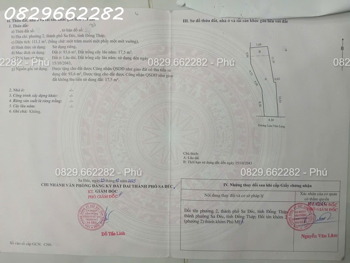 Bán nhà mặt tiền Lưu Văn Lang P2, Sa Đéc. DT 111m2, 3PN, Hướng Nam, Sổ Hồng. Giá 1.8 tỷ.