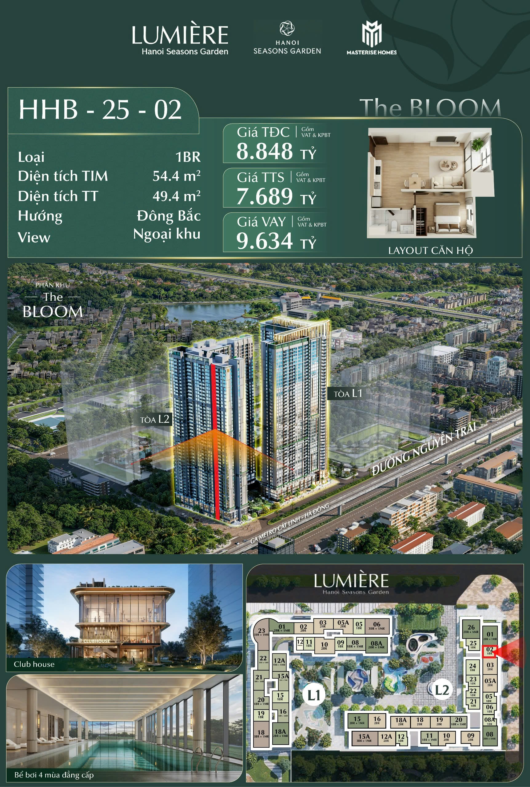 🌿 MỞ BÁN CĂN  1PN VIEW NGOẠI KHU  TẦNG CAO THE BLOOM