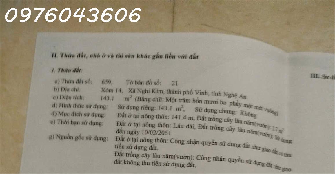 Bán nhà 2 mặt tiền đường Thăng Long, Nghi Kim, TP.Vinh, 2 tầng,DT 143m2, giá 6,2 tỷ còn TL