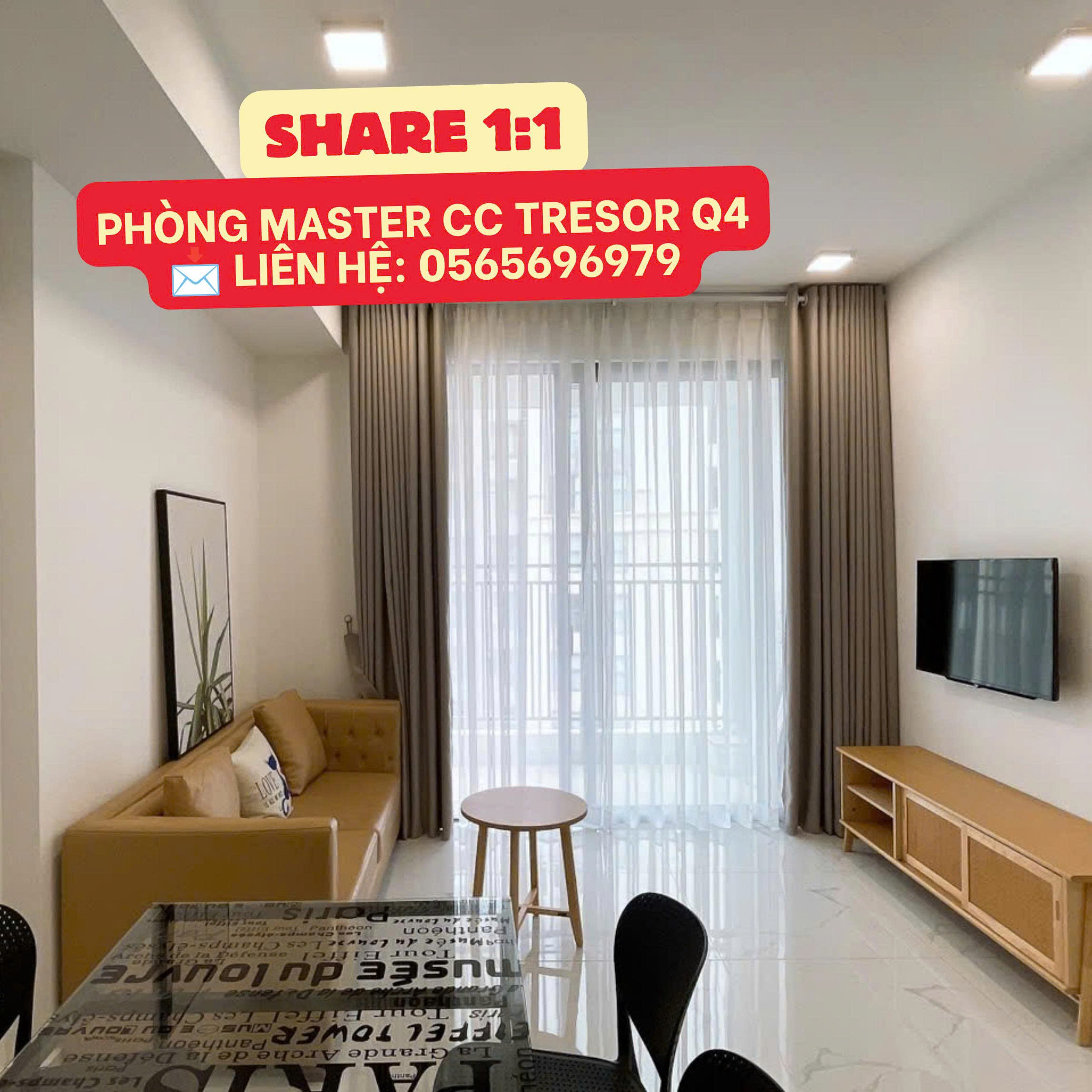 TÌM BẠN NỮ NHÂN VIÊN VĂN PHÒNG Ở GHÉP CĂN HỘ MASTER THE TRESOR QUẬN 4