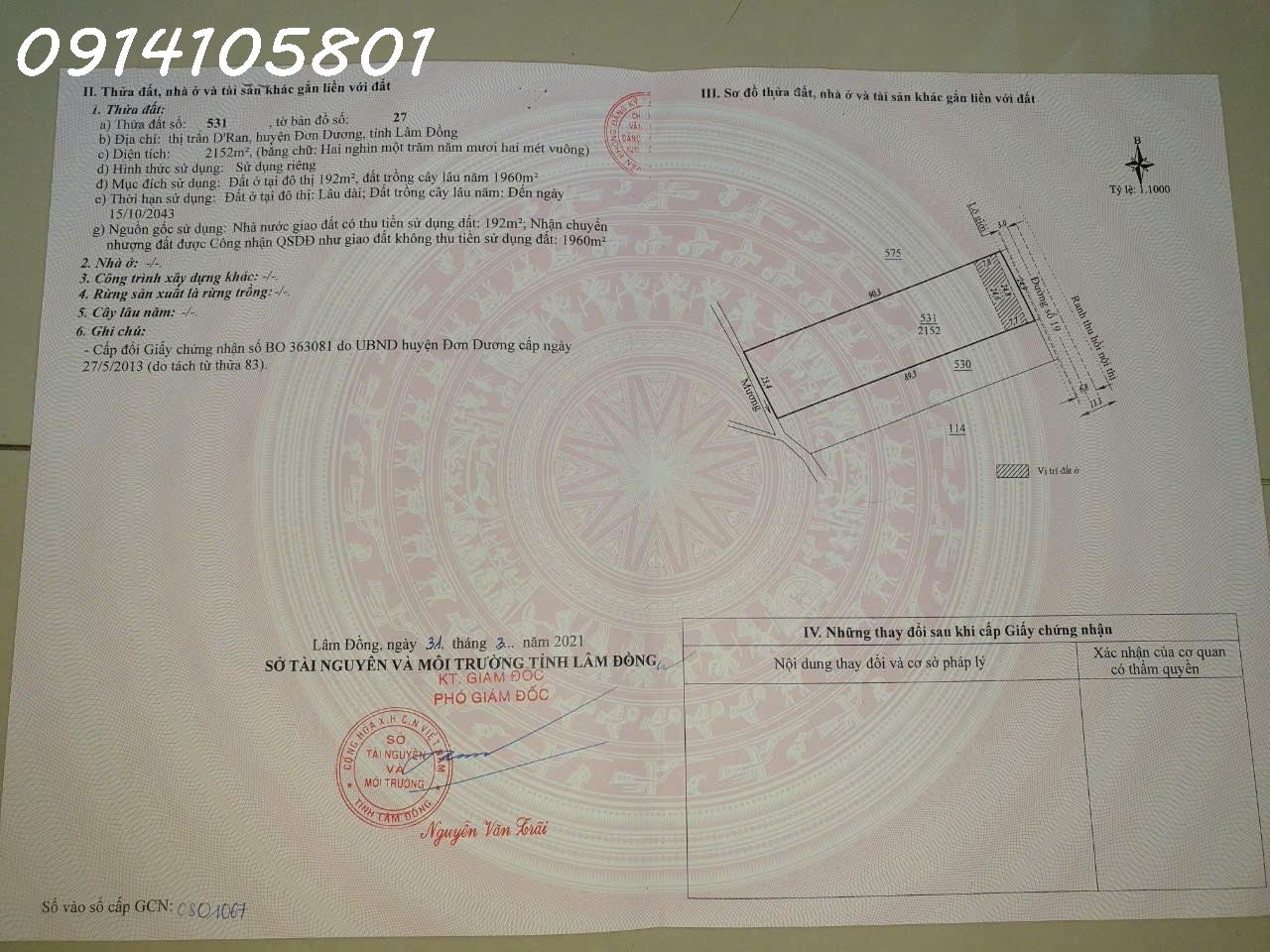 Bán đất thổ vườn có cây ăn trái - đất chính chủ tại Xã D'ran, Lâm Đồng, DT 2.156m2