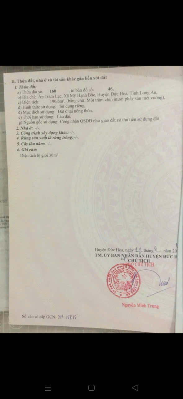 BÁN NHÀ CẤP 4 – MỸ HẠNH BẮC, ĐỨC HÒA, LONG AN