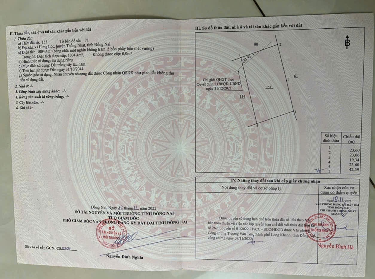 ĐẦU TƯ LÀ SINH LỜI - Chính Chủ Bán Lô Đất Full Sổ Hồng xã Hưng Lộc, Thống Nhất, Đồng Nai