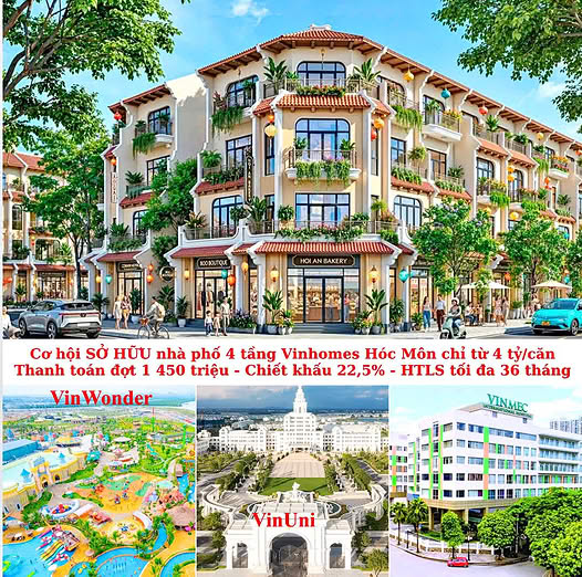 Vinhomes10 - [CHỈ 4 TỶ] – KHÔNG GIAN ĐẲNG CẤP NHÀ PHỐ VINHOMES HÓC MÔN 5M X 15M (75M²) – MẶT TIỀN ĐƯỜNG RỘNG 29M – CHIẾT KHẤU ĐẾN 22% TIỀN MẶT!