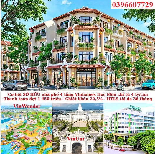 Vinhomes32 - [CHỈ 4 TỶ] – KHAI MỞ PHỒN VINH ĐÓN ĐẦU THỊNH VƯỢNG NHÀ PHỐ VINHOMES HÓC MÔN 5M X 15M (75M²) – MẶT TIỀN ĐƯỜNG RỘNG 29M – CHIẾT KHẤU ĐẾN 22% TIỀN MẶT!