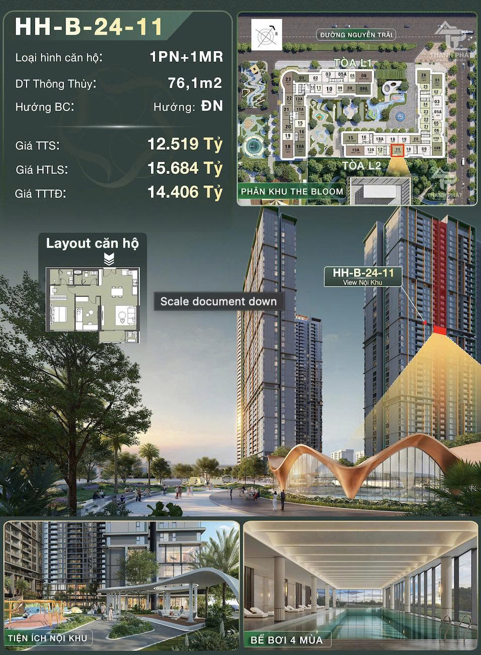 CĂN 1PN+1MR DIỆN TÍCH 76.1M² – KHÔNG GIAN LINH HOẠT CHO GIA ĐÌNH TRẺ