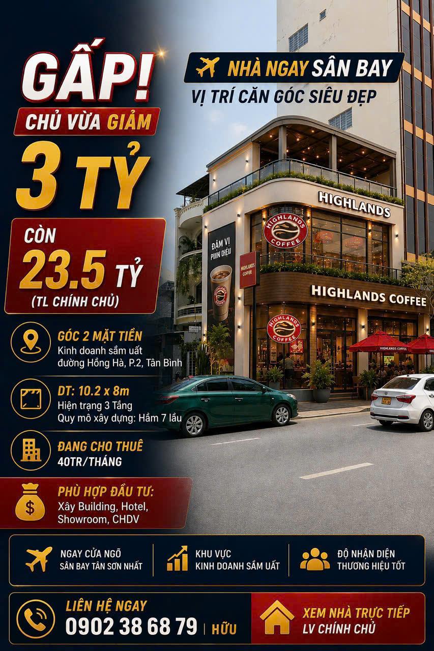 **Bán nhà mặt tiền số 17 Hồng Hà; phường 2, Tân Bình (10,2*8m) 5 tầng