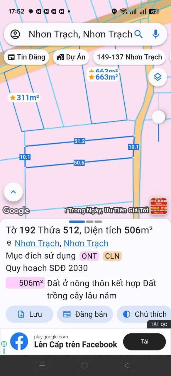 Gửi 500 ACE bán phụ lô đất ở PHƯỜNG NHƠN TRẠCH, TP ĐỒNG NAI, hh ACE nhận đủ - Giá chỉ 12 triệu 1 m2