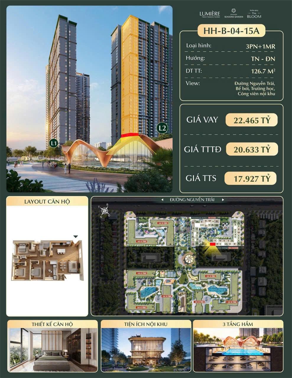 🔥 HOT DEAL 3PN+1 GIỎ HÀNG HIẾM – LUMIÈRE HANOI SEASONS GARDEN 🔥