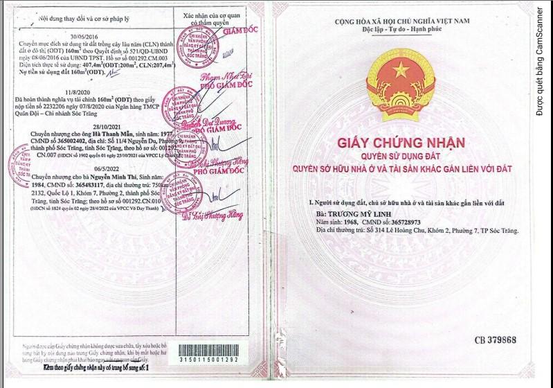 CHÍNH CHỦ BÁN 407,4m2 ĐẤT SẴN SỔ MẶT TIỀN QUỐC LỘ 60-PHƯỜNG 7-3