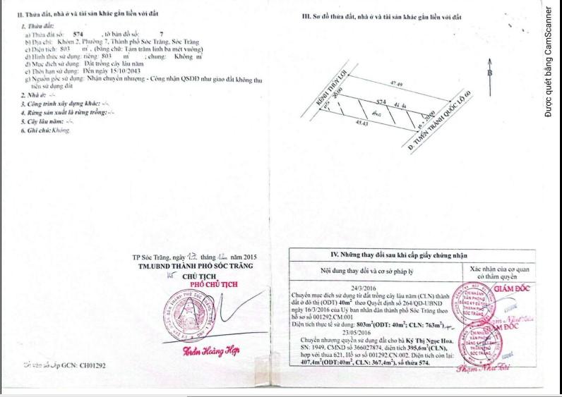 CHÍNH CHỦ BÁN 407,4m2 ĐẤT SẴN SỔ MẶT TIỀN QUỐC LỘ 60-PHƯỜNG 7-4