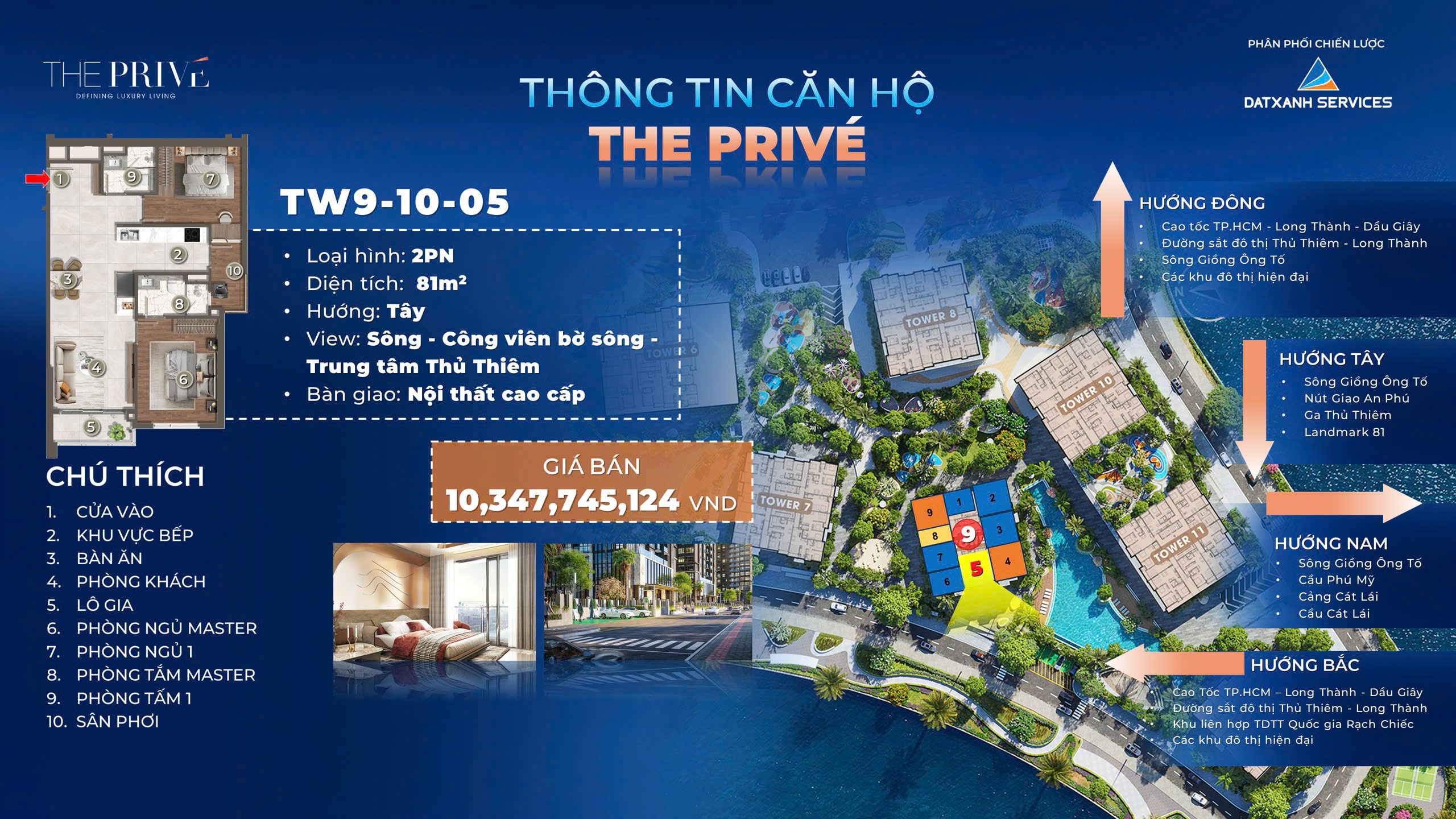Bán căn hộ 2 PN dự án The Prive trung tâm quận 2 view ba mặt giáp sông. chỉ 10% ký Hợp đồng mua bán