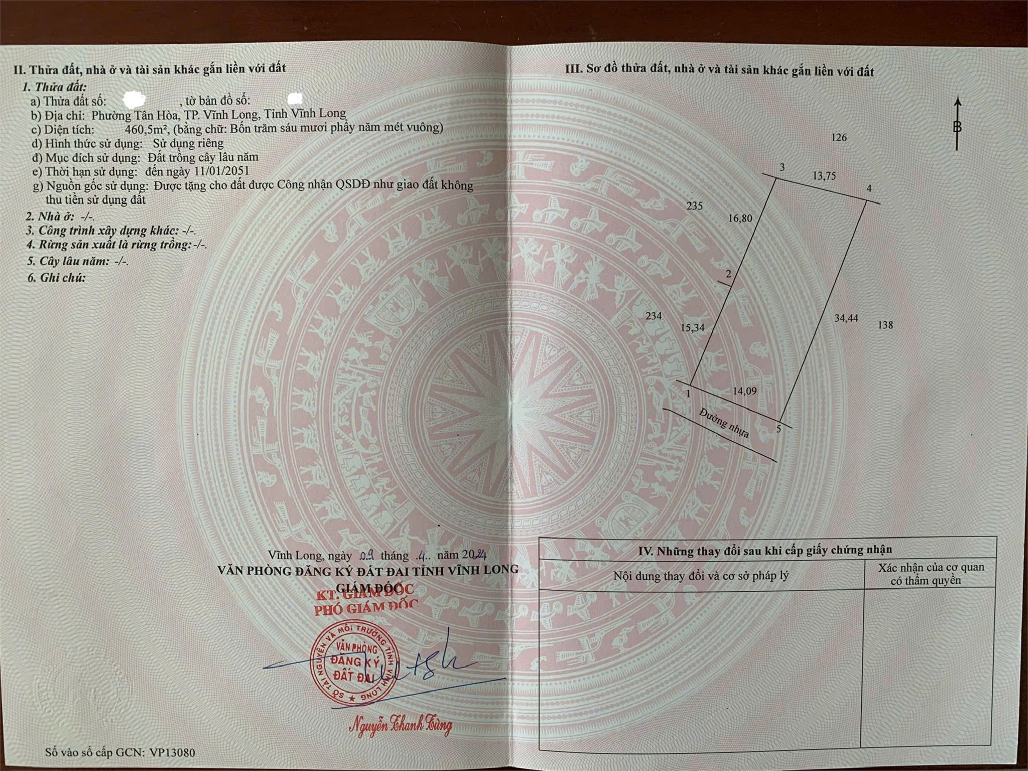ĐẤT  ĐẸP – GIÁ TỐT- CHÍNH CHỦ CẦN BÁN ĐẤT Tại Xã Tân Hòa, Thành phố Vĩnh Long, Vĩnh Long