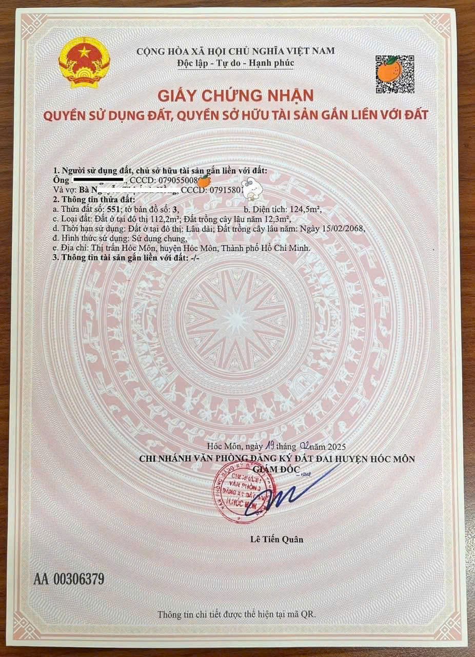 ĐẤT ĐẸP- GIÁ TỐT BÁN NHANH LÔ ĐẤT ĐẦU TƯ LÀ SINH LỜI TẠI huyện Hóc Môn, TPHCM