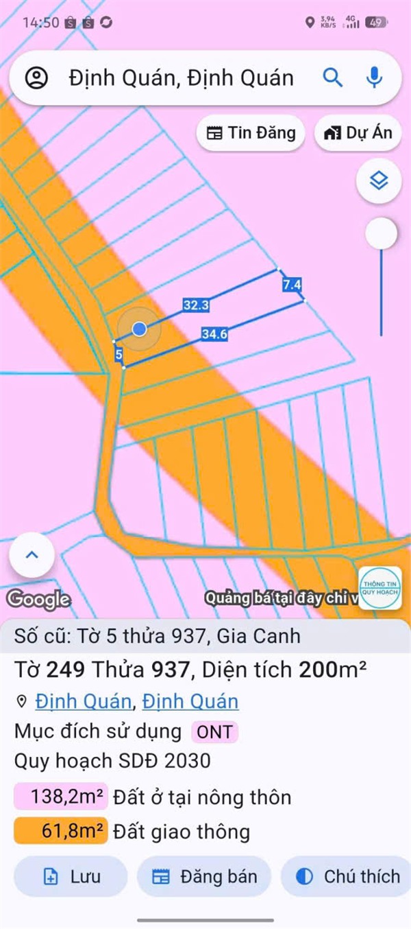 CƠ HỘI ĐẦU TƯ SINH LỜI - Chính Chủ Bán 3 Nền Đất full Thổ Cư Tại Xã Gia Canh, Định Quán, Đồng Nai