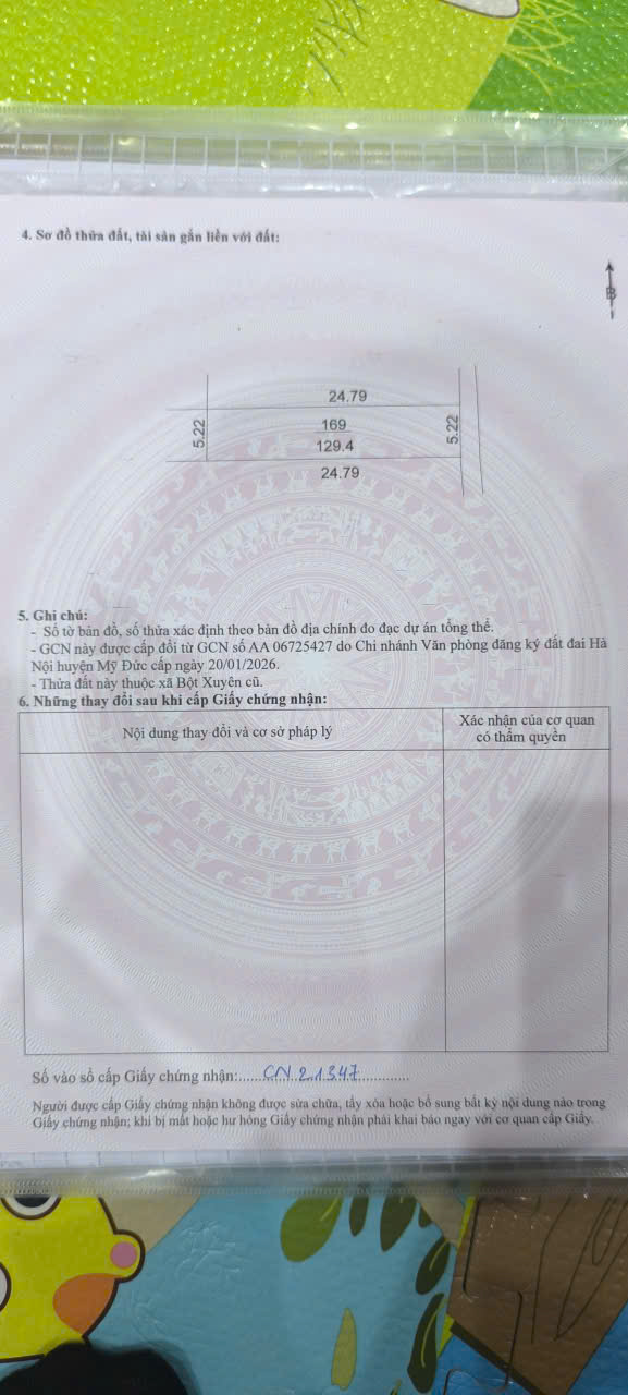 Bán lô đất 129,4m2( 5,22m*24,79m) Tại Phúc Sơn - Mỹ Đức - Hà Nội.