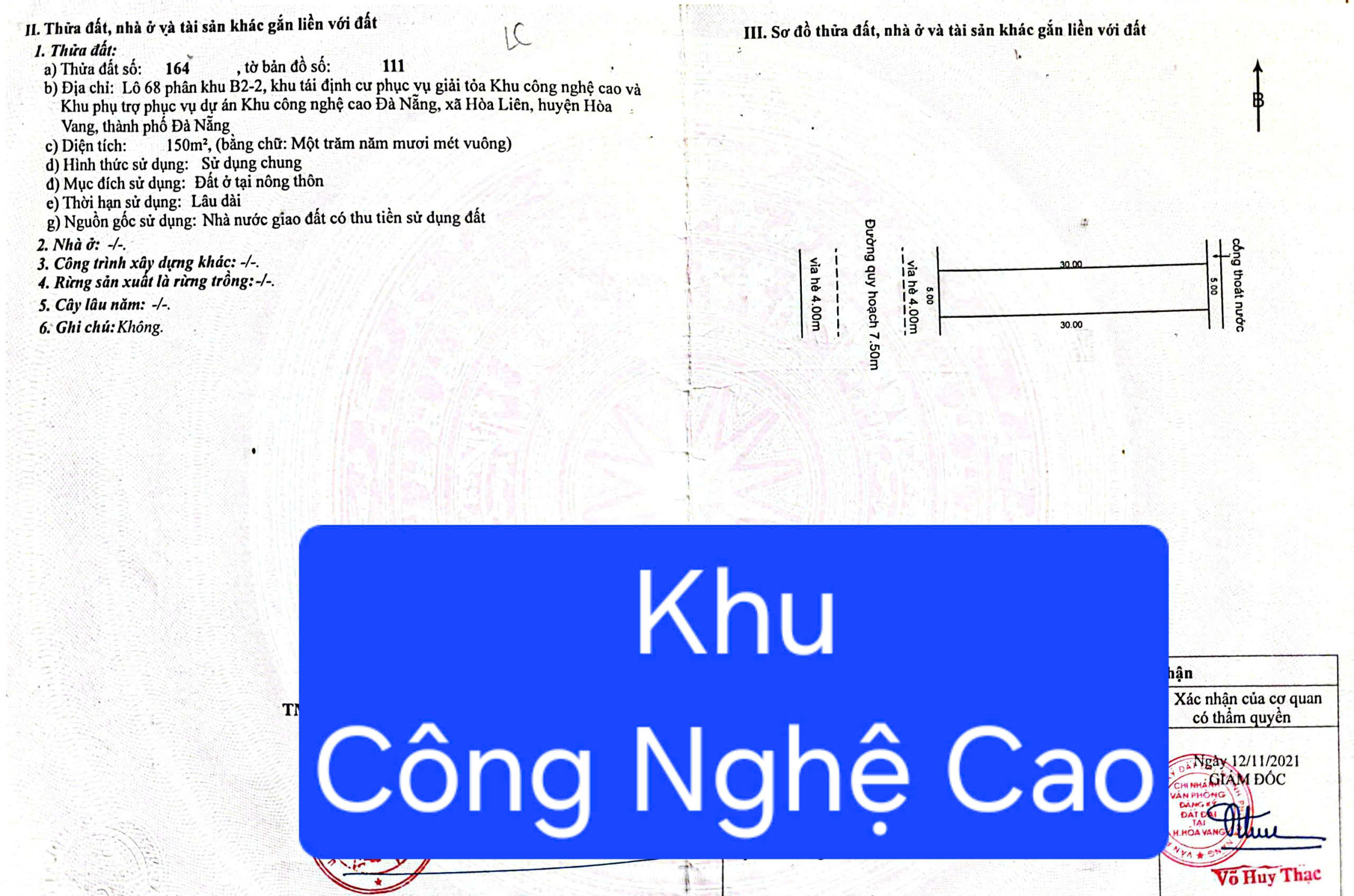 Bán đất 1 cặp  KHU CÔNG NGHỆ CAO (Sát Nguyễn Tất Thành nối dài)