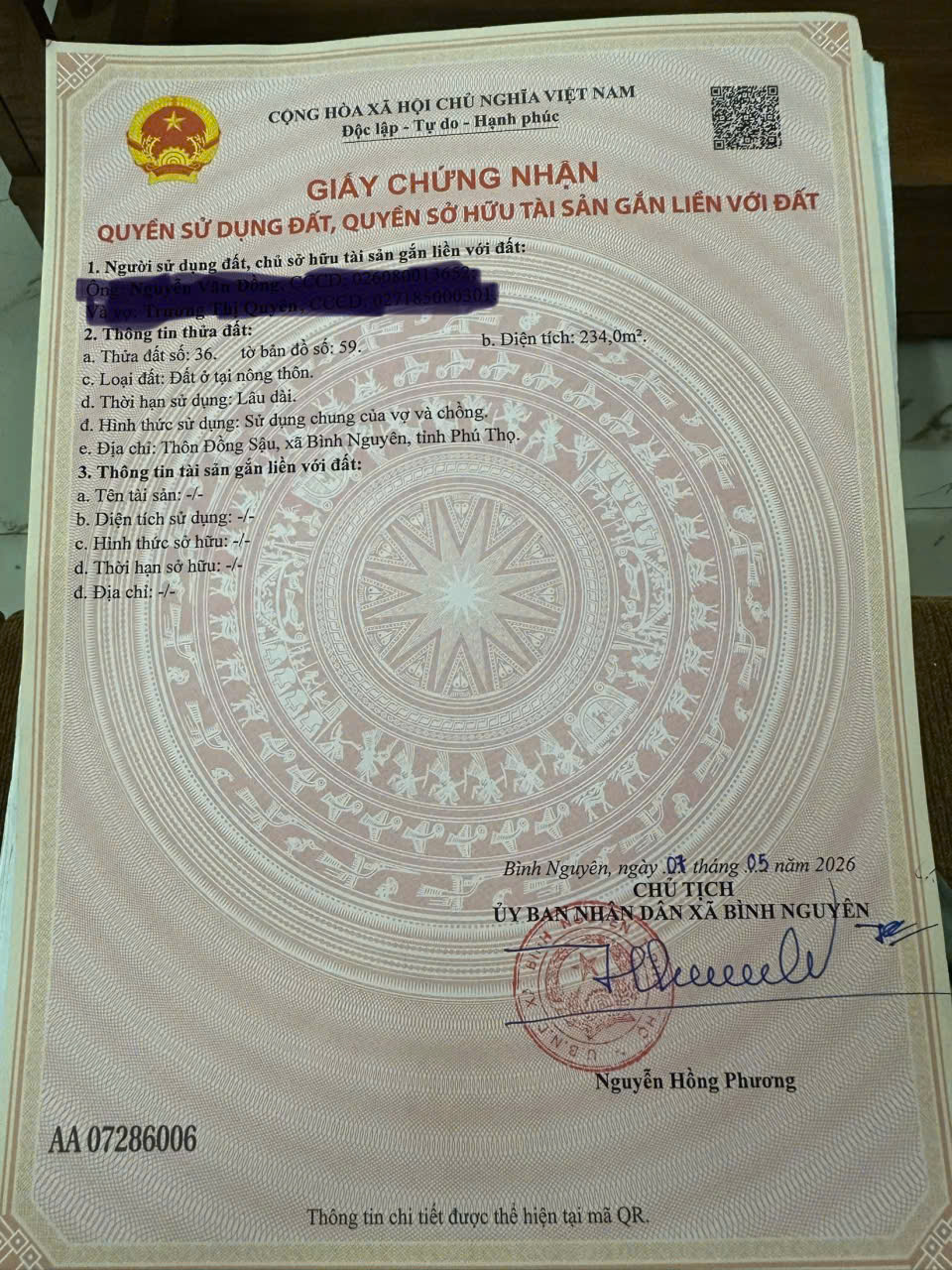 CHÍNH CHỦ BÁN NHÀ ĐẤT THỔ CƯ – KHU ĐỒNG SẬU, ĐỒNG TIẾN, BÌNH NGUYÊN, PHÚ THỌ-3