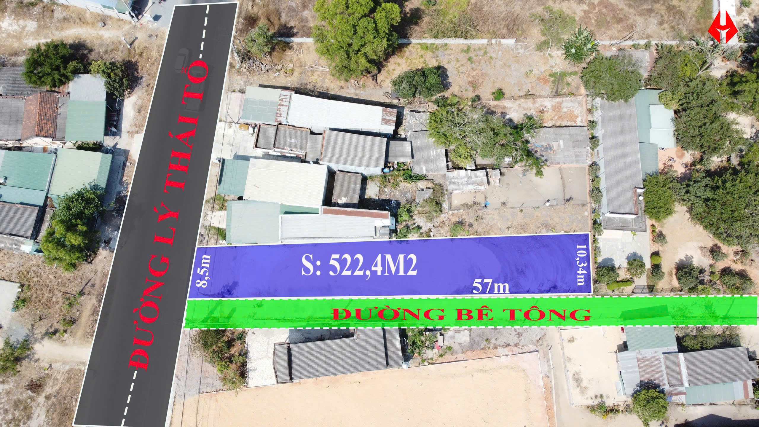 Bán 8.5m x 57m đất ONT Mặt tiền Lý Thái Tổ - Tân Tiến - LaGi giá ngộp
