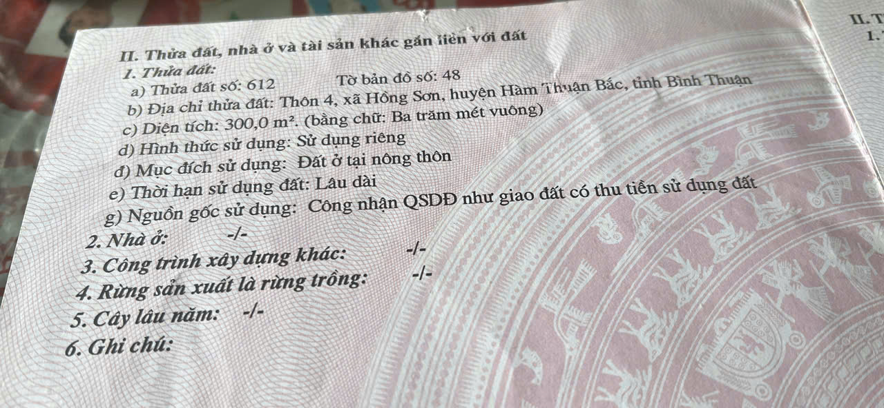 HOT HOT – CHÍNH CHỦ CẦN BÁN 2 LÔ ĐẤT LIỀN KỀ TẠI X. Hồng Sơn, H. Hàm Thuận Bắc, T. Bình Thuận