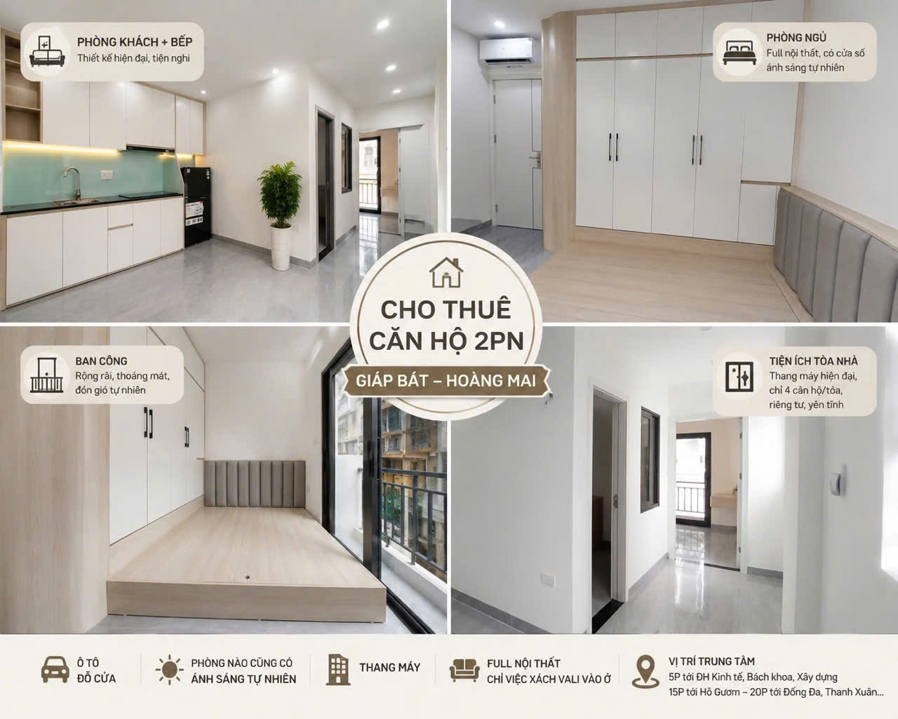 CHÍNH CHỦ CHO THUÊ CĂN HỘ 2PN MỚI 100% – GIÁP BÁT, HOÀNG MAI - VÀO Ở NGAY-3