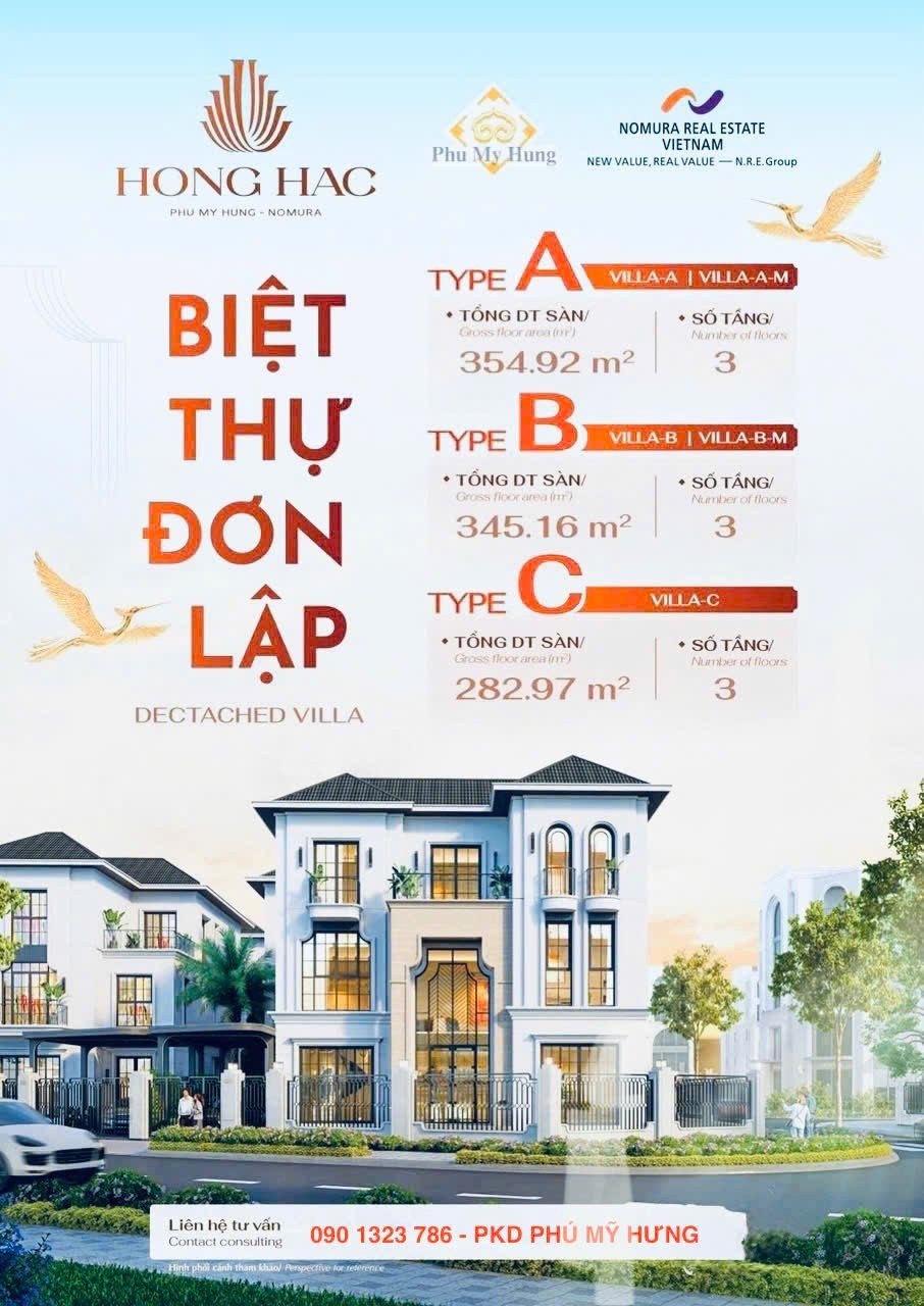 BÁN BIỆT THỰ ĐƠN LẬP HỒNG HẠC CITY PHÚ MỸ HƯNG – GIÁ TỪ 28 TỶ  ĐƠN GIÁ CHỈ TỪ 110 TRIỆU/M²  SỔ HỒNG LÂU DÀI