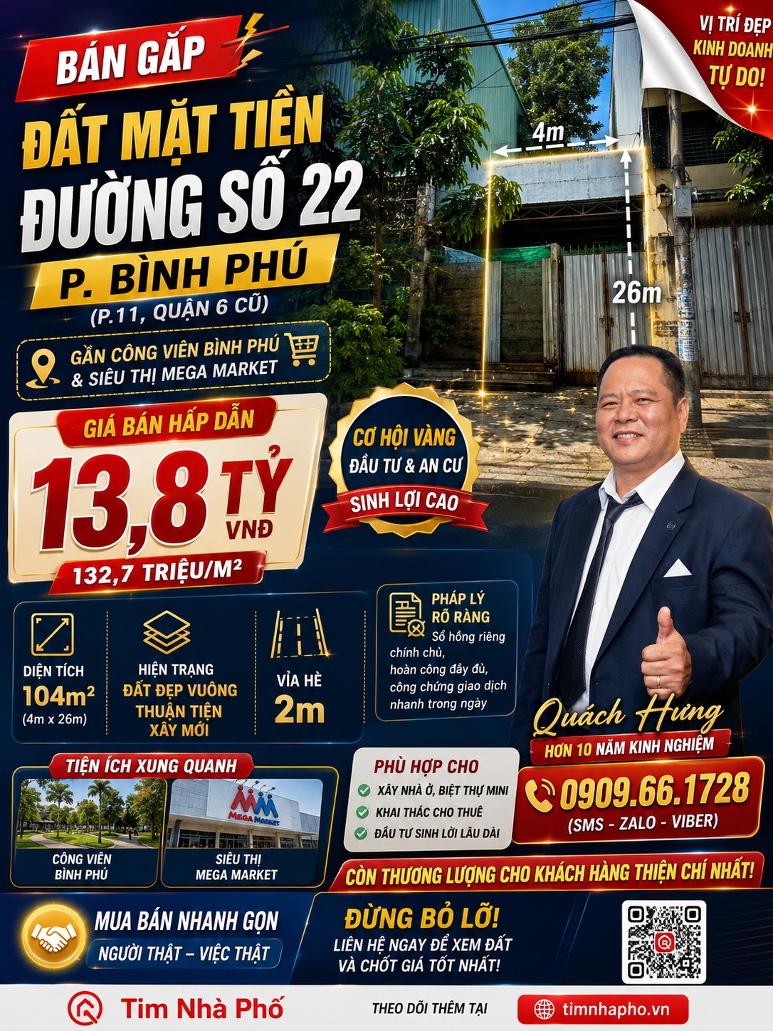 💎Nhà C4 Đất Mặt Tiền Khu Bình Phú – 104m² - Vuông Đẹp - Chỉ 13,8 tỷ - Tìm Nhà Phố