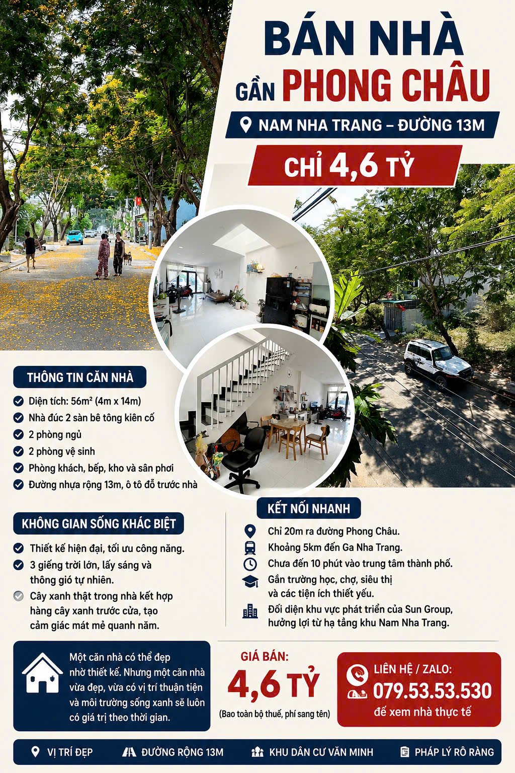 Bán nhà tái định cư đất lành vĩnh thái nha trang. Nhà đổ 2 mê, đường nhựa 13m