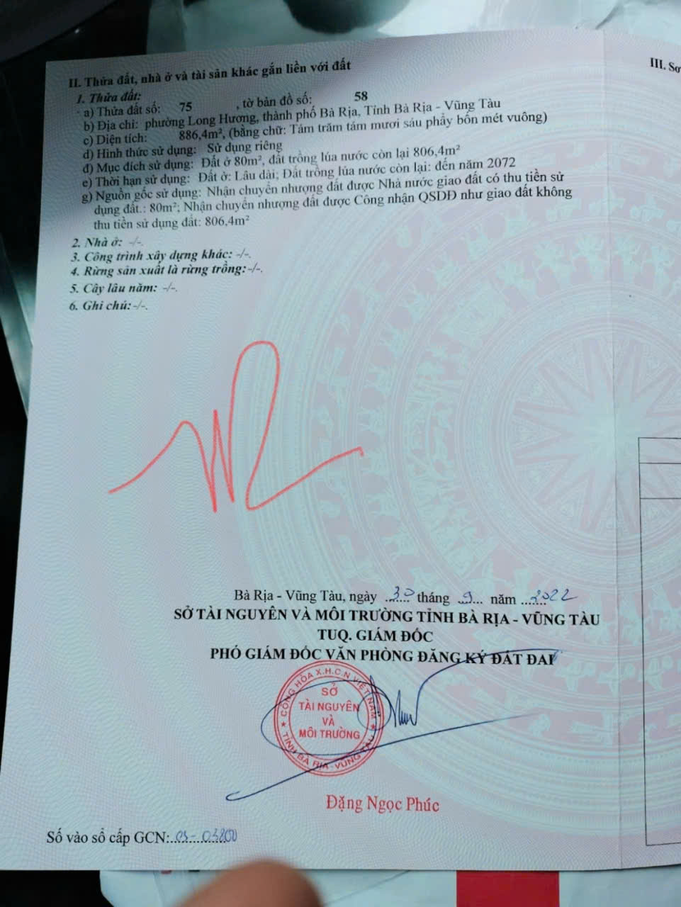 CHÍNH CHỦ HẠ GIÁ BÁN NHANH ĐẤT VÀNG Mặt Tiền Long Hương TRUNG TÂM TP. BÀ RỊA CŨ TIỀM NĂNG TĂNG GIÁ