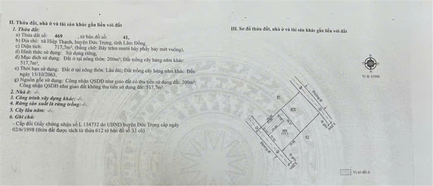 ĐẦU TƯ SINH LỜI – CHÍNH CHỦ CẦN BÁN ĐẤT Tại  Xã Hiệp Thạnh, Huyện Đức Trọng, Lâm Đồng