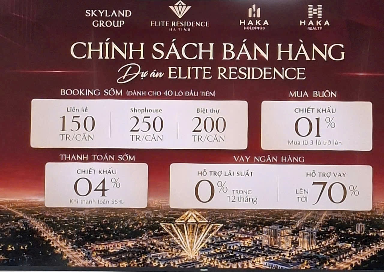 DỰ ÁN ELITE RESIDENCE HÀ TĨNH – CƠ HỘI SỞ HỮU BẤT ĐỘNG SẢN VỊ TRÍ VÀNG P.Thạch Linh, TP.Hà Tĩnh