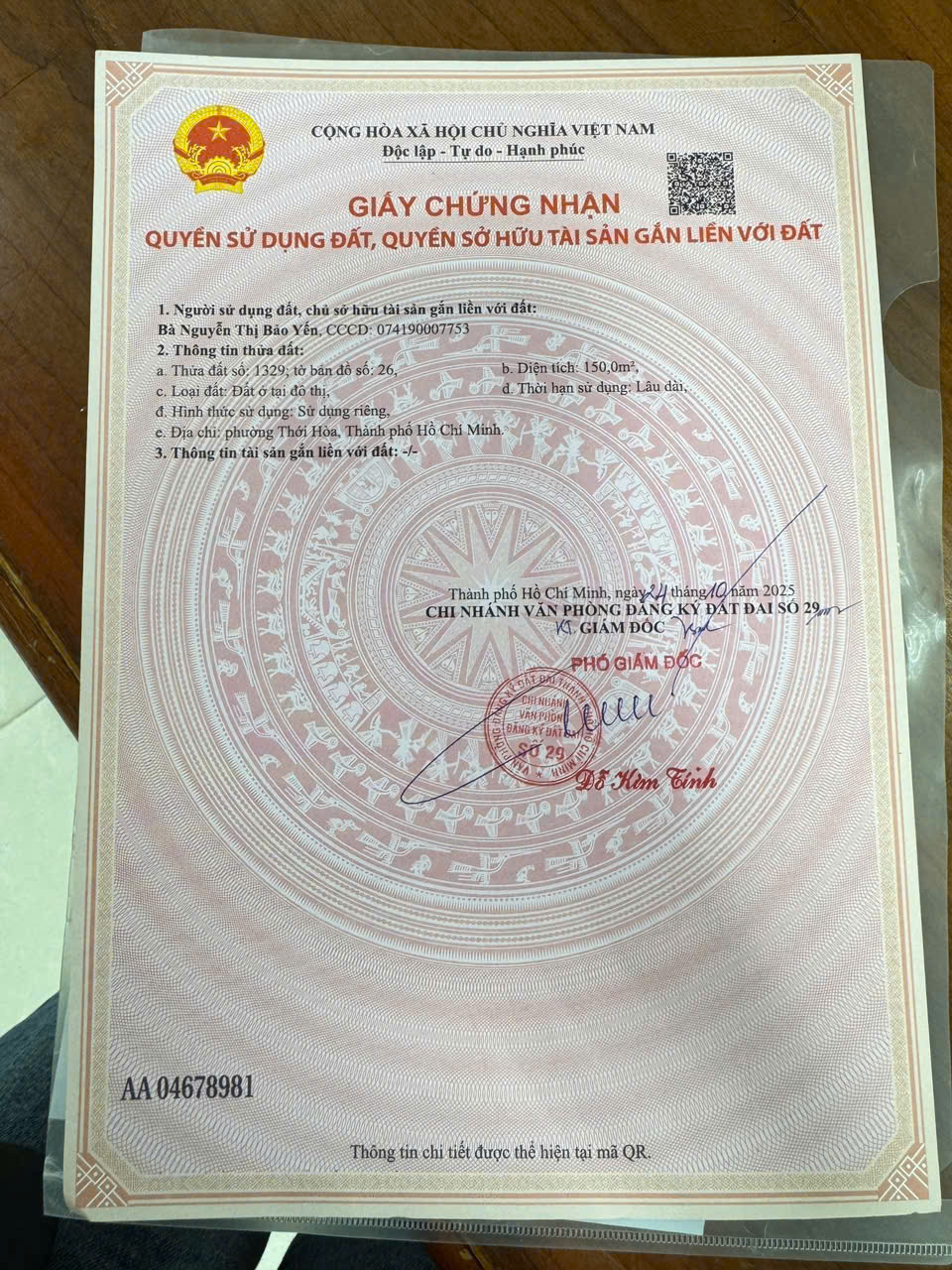 BÁN ĐẤT THỔ CƯ 150M² – KHU CÔNG NGHIỆP MỸ PHƯỚC 3, PHƯỜNG THỚI HÒA.