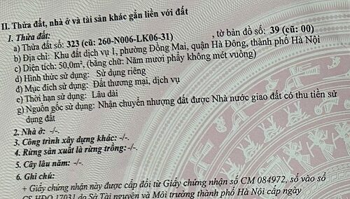 Chính chủ bán đất dịch vụ khu 1 Đồng Mai, Hà Đông, Hà Nội