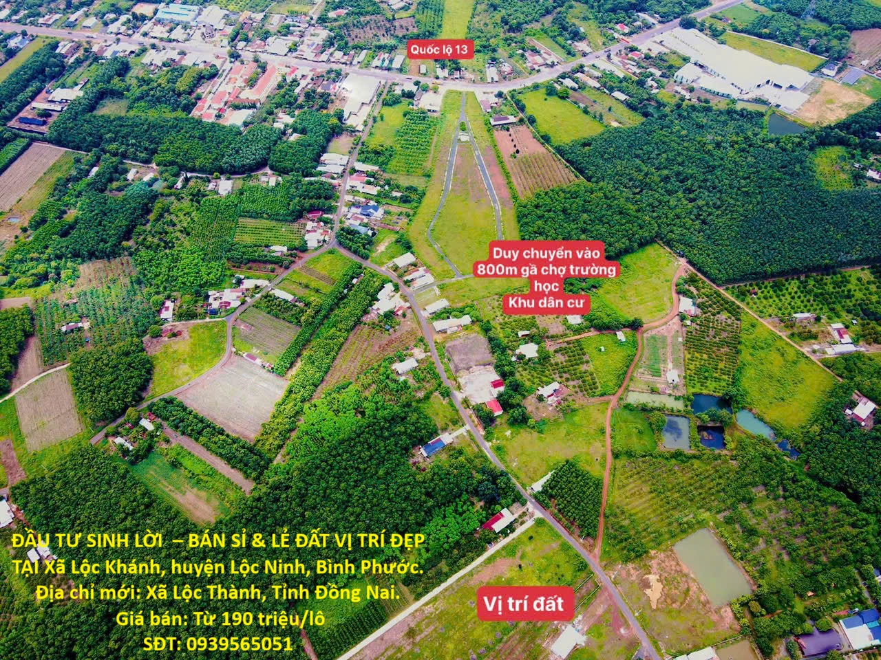 ĐẦU TƯ SINH LỜI  – BÁN SỈ & LẺ ĐẤT VỊ TRÍ ĐẸP  TẠI Xã Lộc Khánh, huyện Lộc Ninh, Bình Phước