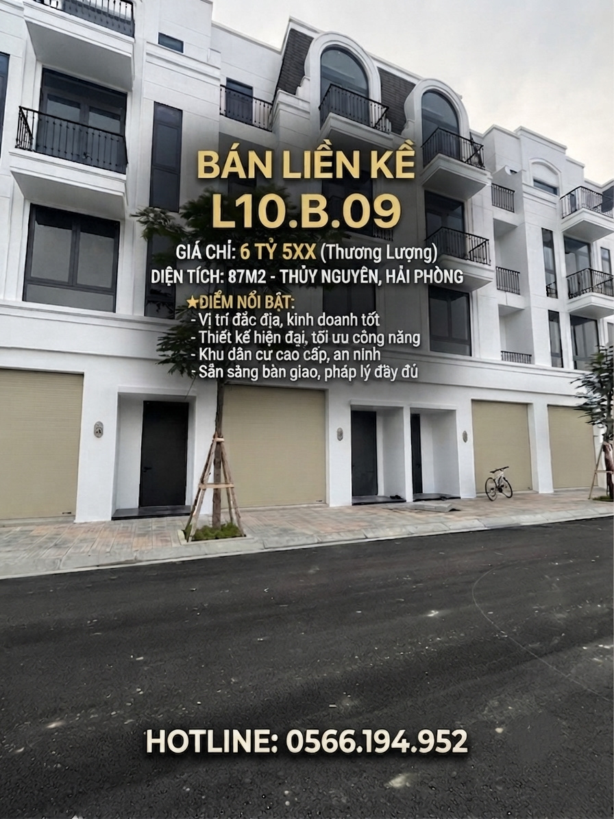 Bán liền kề 4 tầng Vlasta Thủy Nguyên, 6 tỷ, 87m2,  có thang máy ,0566.194.952