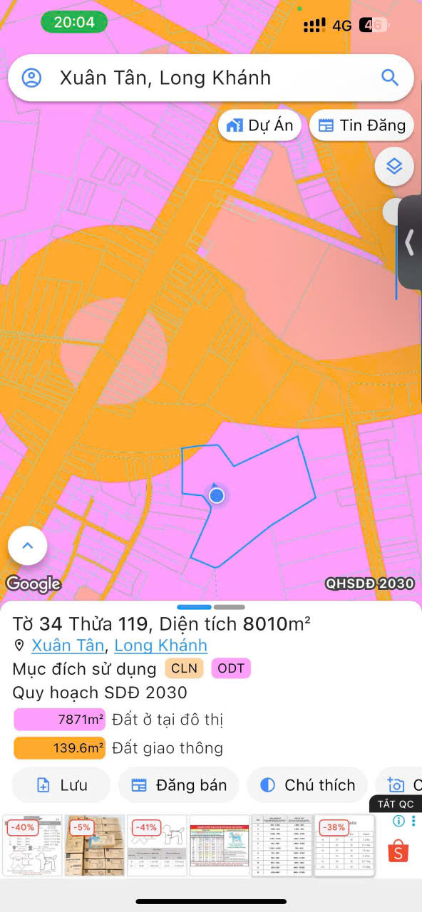 CƠ HỘI ĐẦU TƯ SINH LỜI – CHÍNH CHỦ BÁN QUỸ ĐẤT 8.010m² TẠI Phường Xuân Tân, TP Long Khánh, Đồng Nai